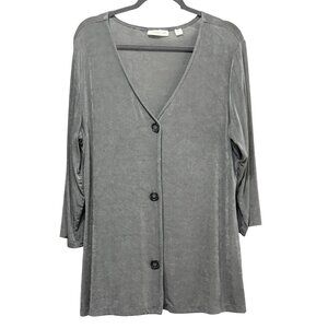 Coldwater Creek Gray Open Cardigan Size L (14-16) Made In USA